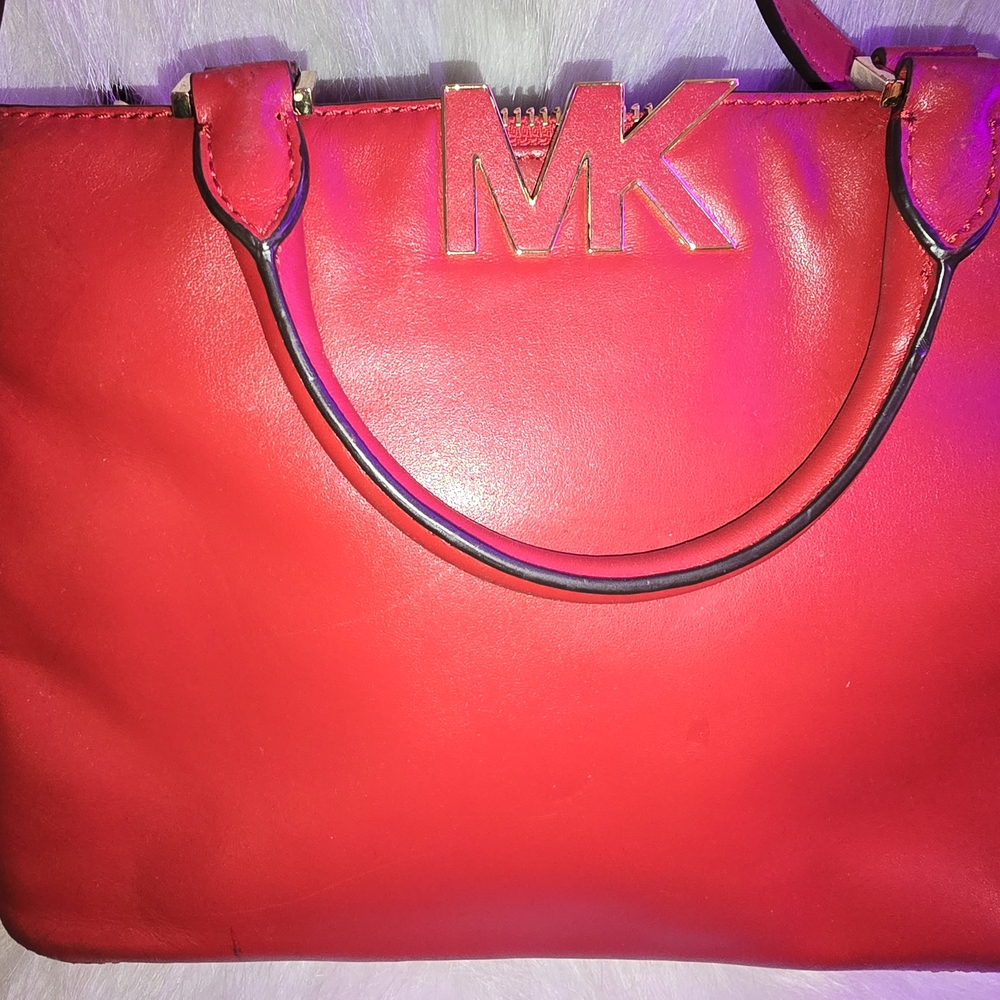 Michael Kors Red Leather Tote Bag